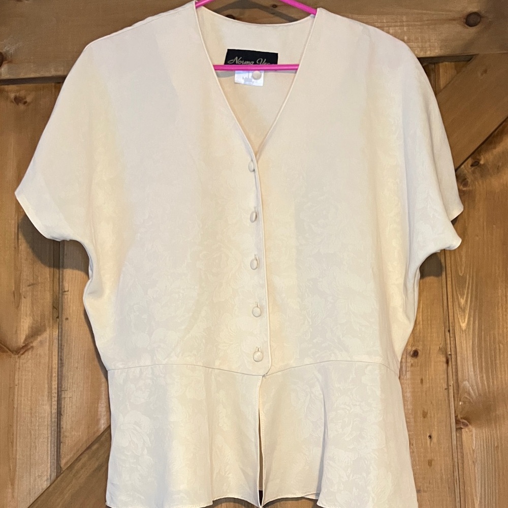 Vintage peplum floral yellow blouse